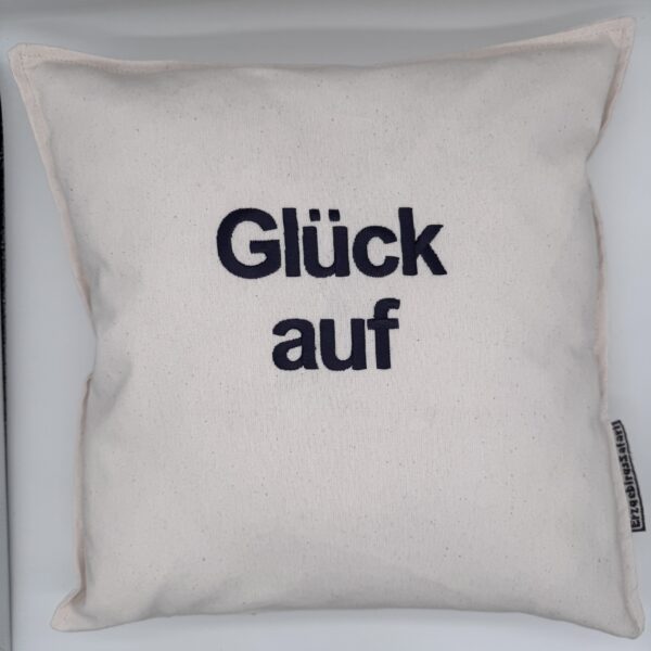 Kissenbezug "Glück auf" Stickerei anthrazit